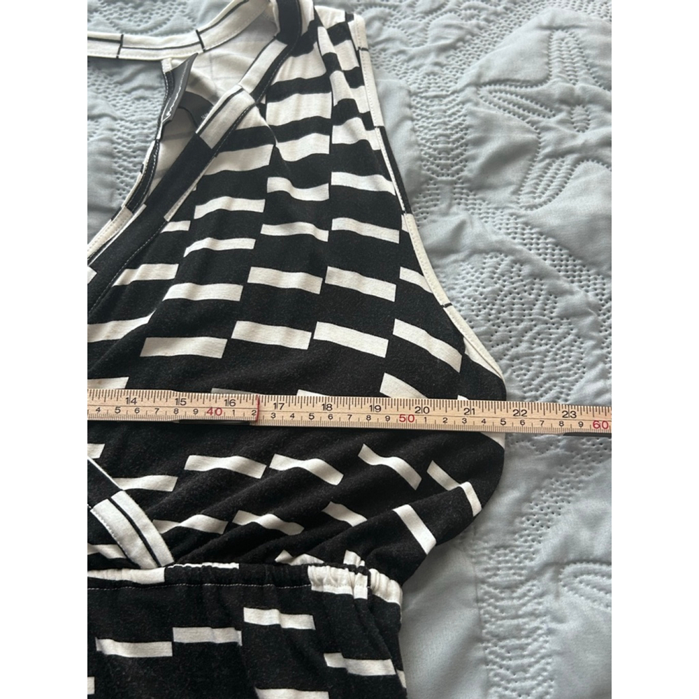 Lane Bryant Maxi Dress Black White Geometric Faux Wrap 14/16 Stretch - Picture 10 of 12